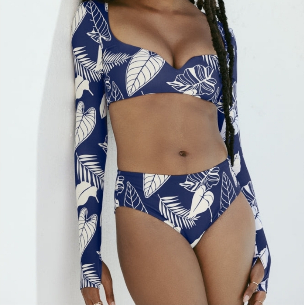 Popflex Siren Sweetheart Bikini Top - Blue Palm Size XXS